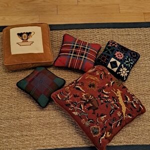 Handmade Plaid and Embroidered Throw Pillows